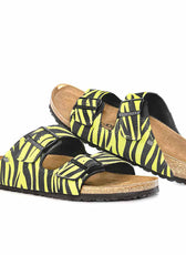 Sandali Birkenstock Arizona zebrate giallo fluo animalier