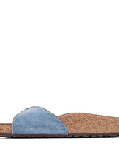 sandalo mare in jeans chiaro e marrone