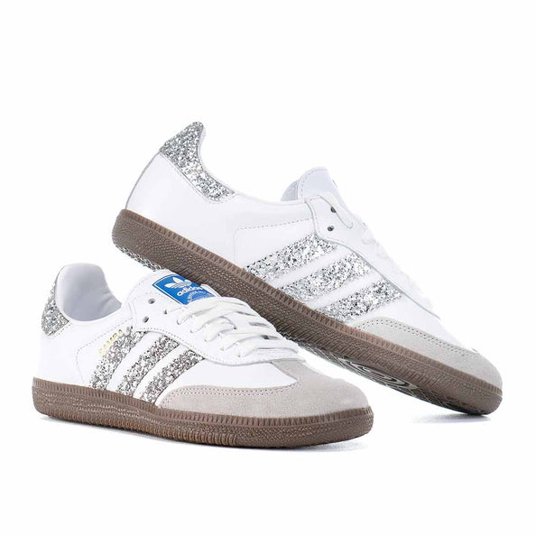 scarpe samba con brillantini argento