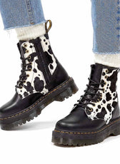 Stivale dr martens co mucca bianco e nero