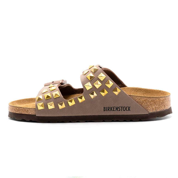 birkenstock arizona marroni con borchie a piramide dorate