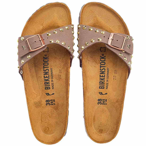 Ciabatte Birkenstock Madrid con borchie dorate colore Marrone