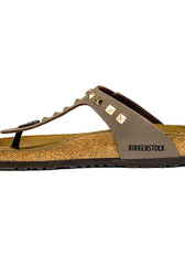 sandali birkenstock gizeh custom marrone mocca borchiate oro