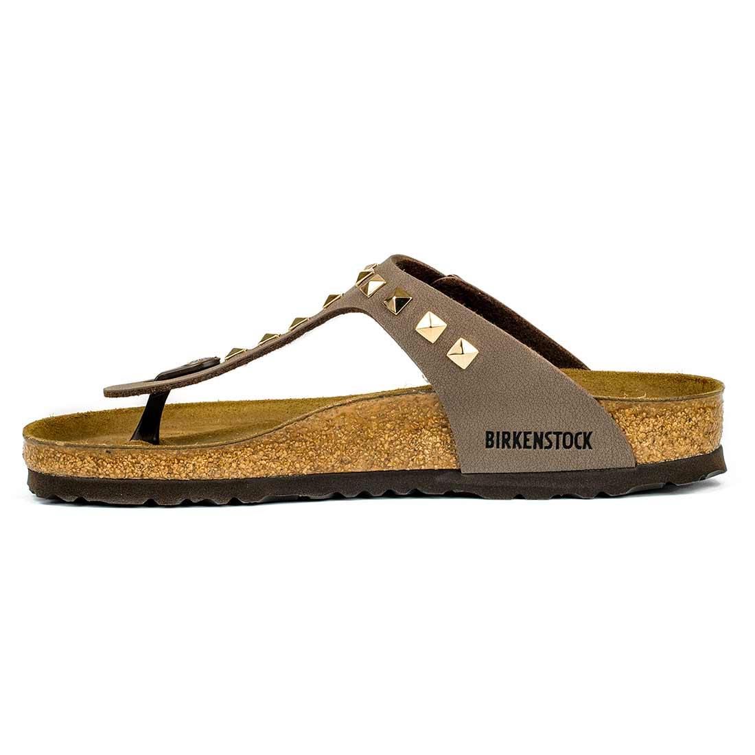 sandali birkenstock gizeh custom marrone mocca borchiate oro