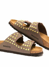 sandali birkenstock con borchie beige