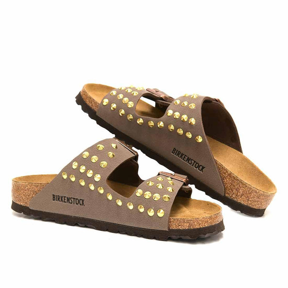 sandali birkenstock con borchie beige