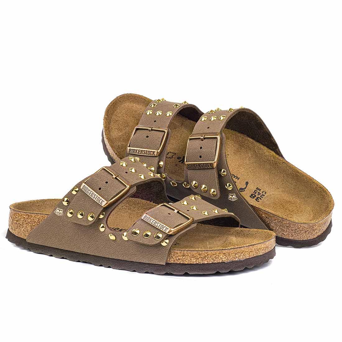 sandali borchiati birkenstock arizona marroni