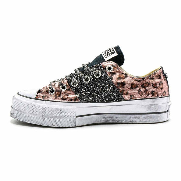 all star con brillantini e leopardate rosa