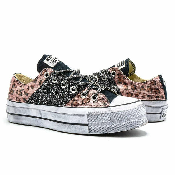 all star con glitter leopardate rosa