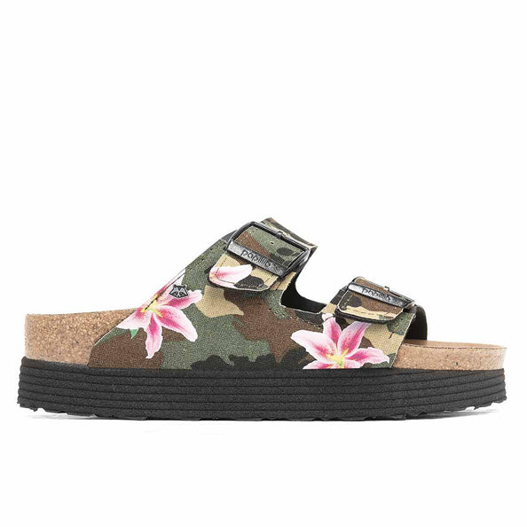 birkenstock arizona con camo e fiori rosa
