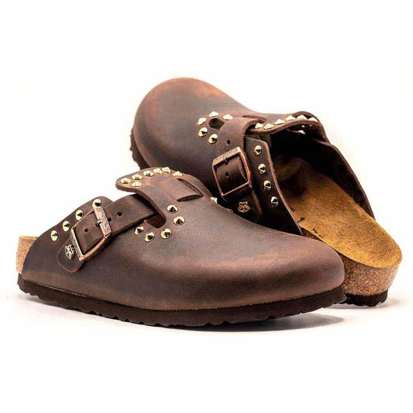 birkenstock Boston marroni con borchie