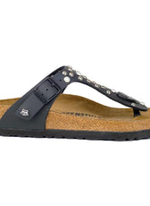 birkenstock con pietre e borchie argento nere