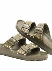 birkenstock verde militare borchiate oro