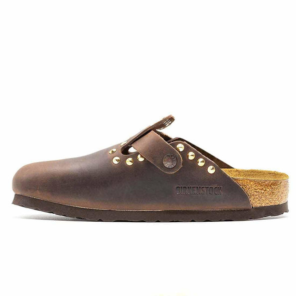 ciabatte birkenstock boston personalizzate con borchie oro