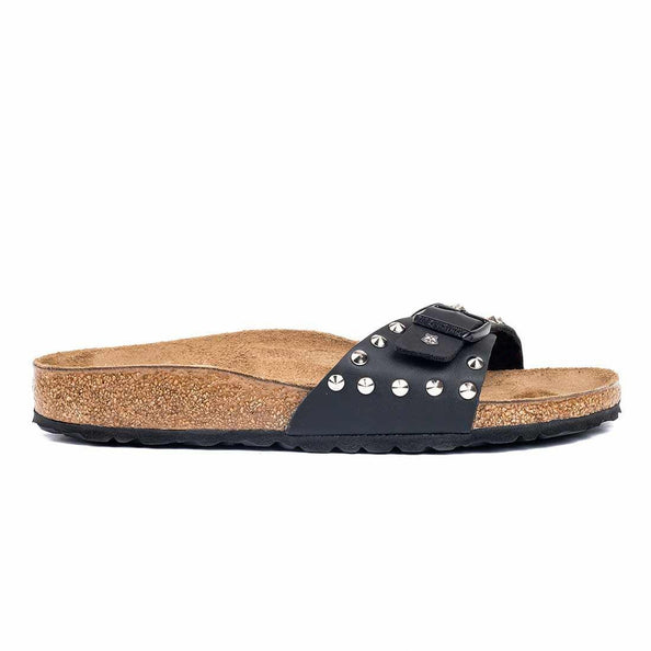 ciabatte birkenstock Madrid nere borchiate argento