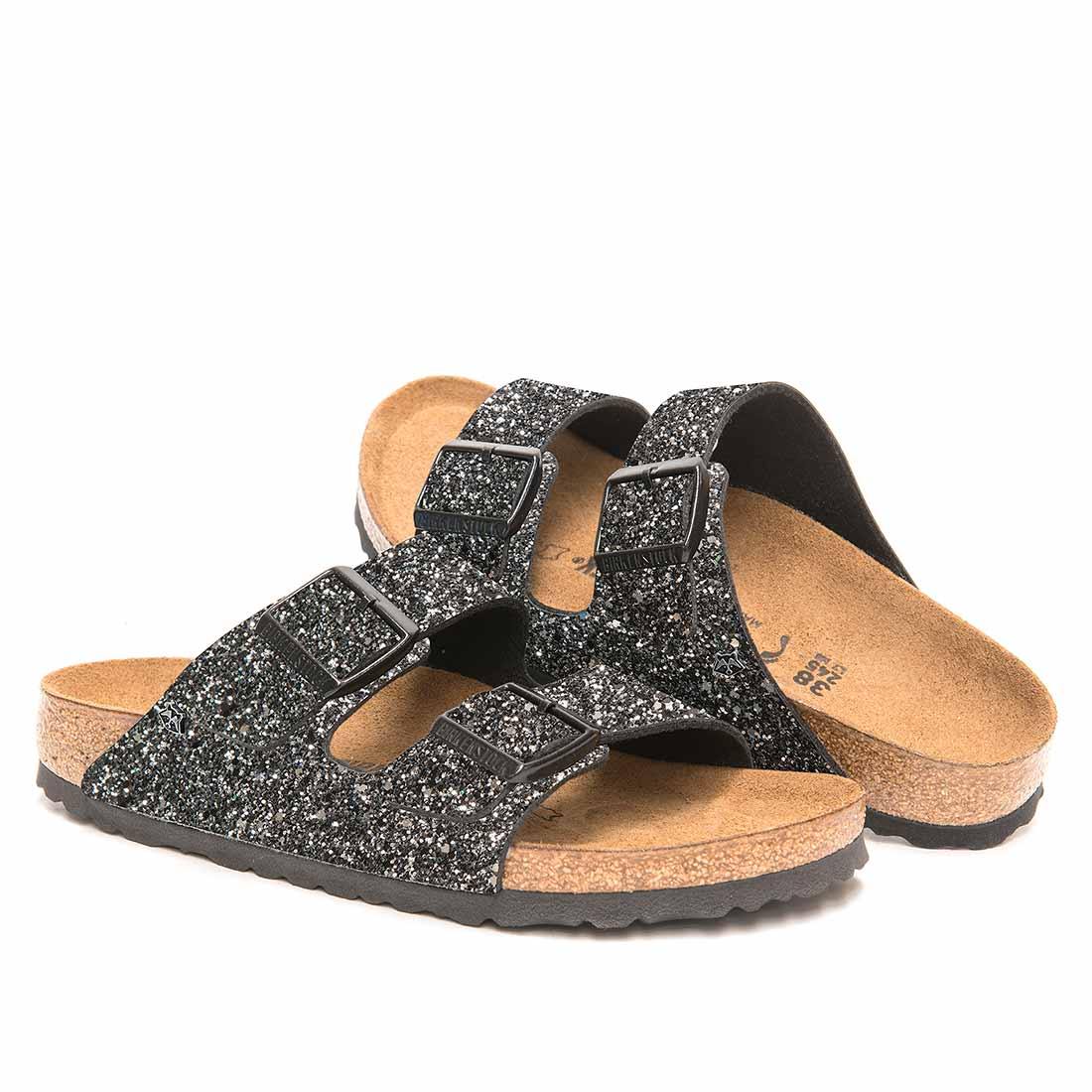 ciabatte birkenstock con brillantini neri