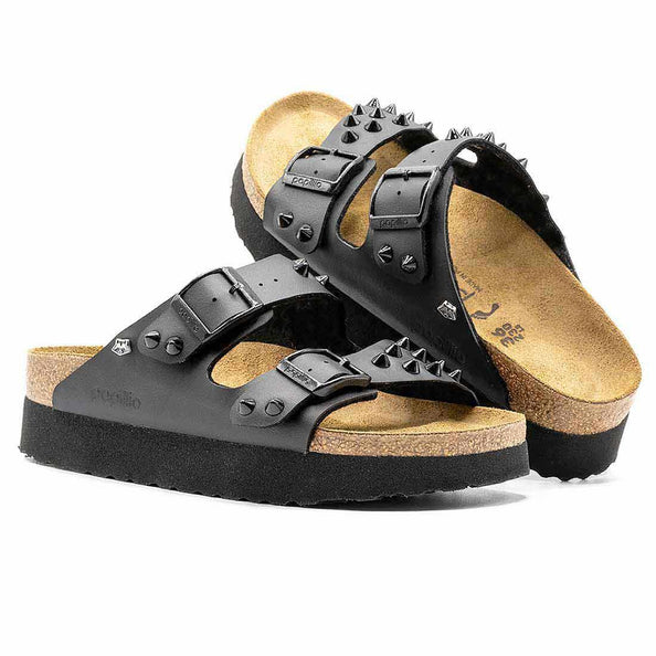 ciabatte con suola alta con borchie birkenstock pappillio arizona nere 
