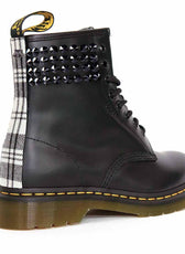 dr martens 8 occhielli tartan scozzese grigio e con borchie 