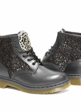 dr martens bassi con pietre preziose e glitter nero