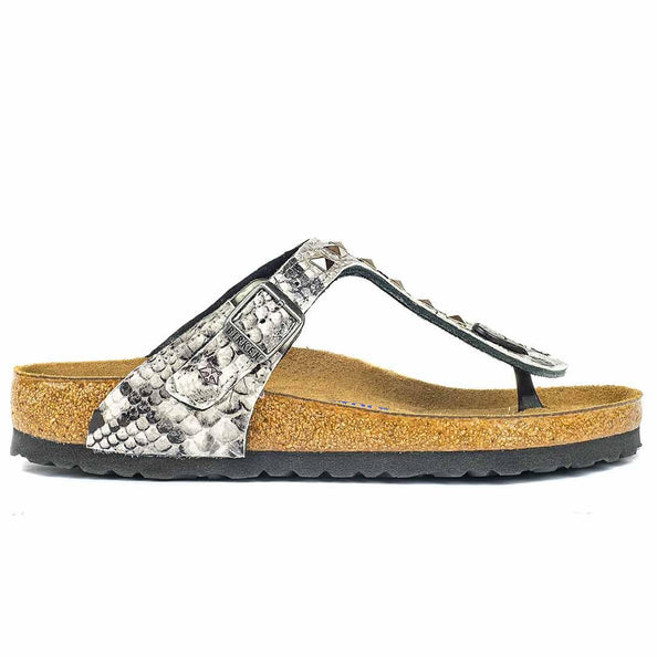 infradito birkenstock personalizzate borchiate con effetto pitone
