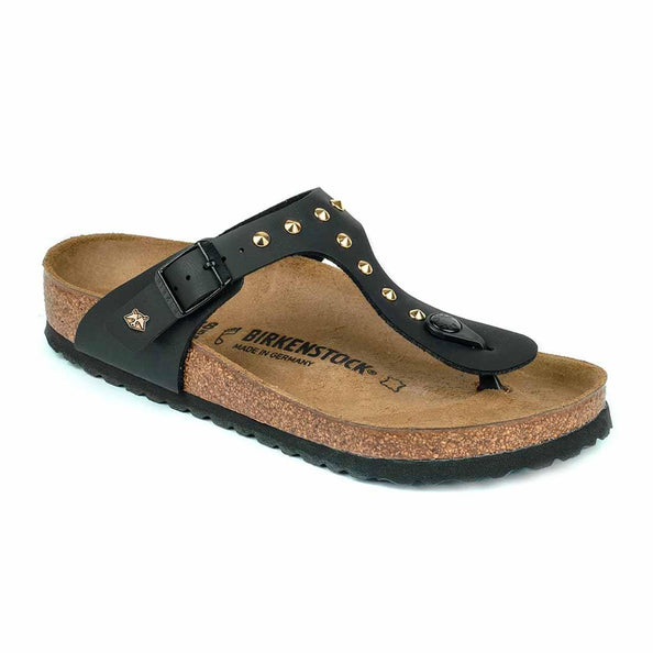Infradito birkenstock gizeh con borchie cuneo oro