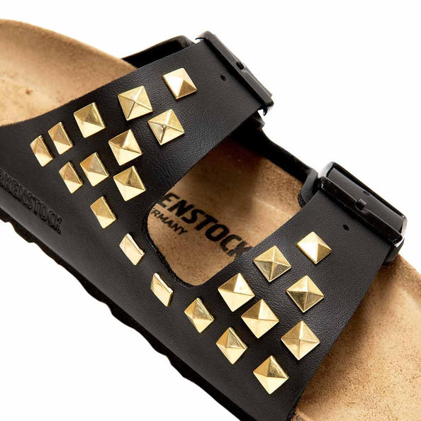 sandali birkenstock arizona con borchiette oro