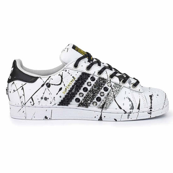 scarpe adidas superstar personalizzate borchiate argento e nere